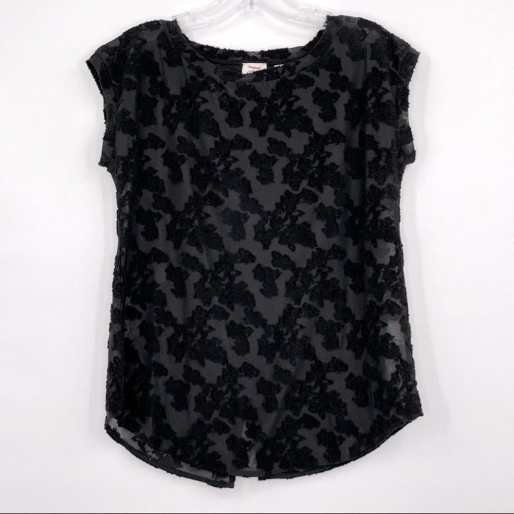 Aritzia Wilfred Black Floral Jacquard Open Back Blouse “Anvers” Sz XXS